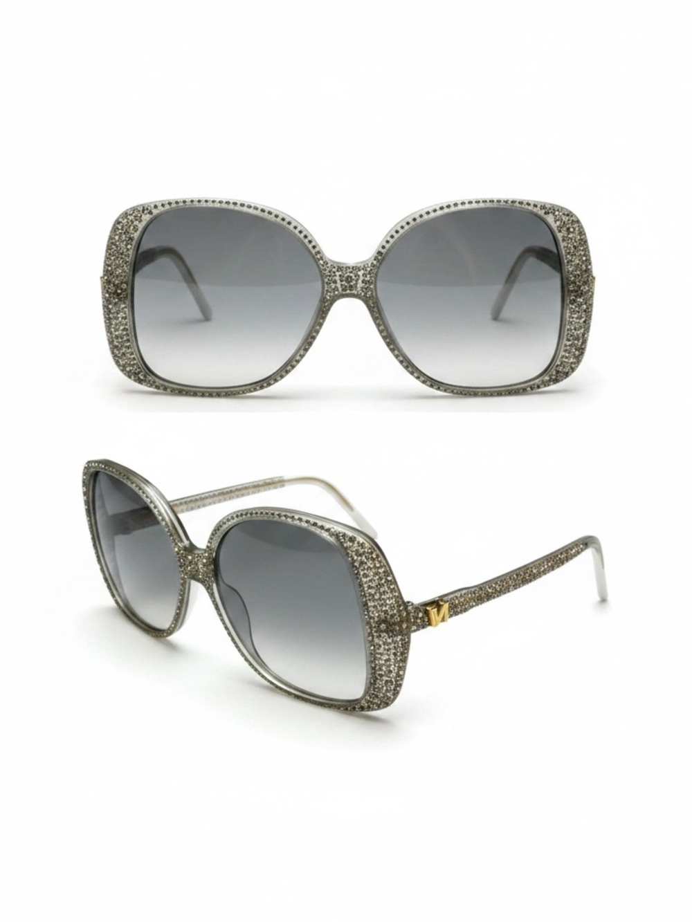 Vintage Nina Ricci Paris Oversized Boho Rhinestone Sunglasses Handmade in France
